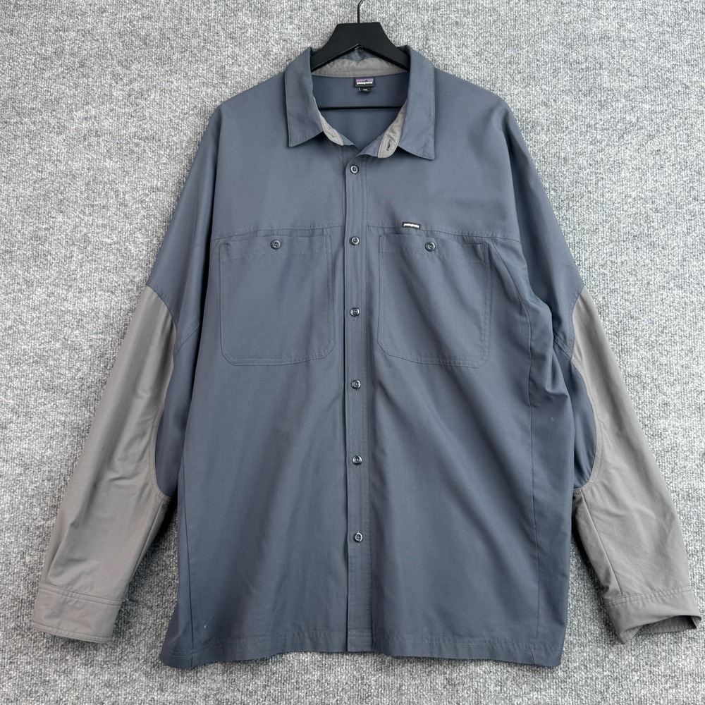 Patagonia Lightweight Field Shirt Mens XXL Gray Blue Long Sleeve Hiking 52710